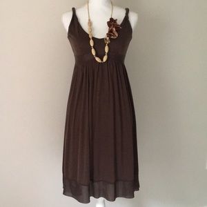 DKNY Brown v neck sleeveless dress